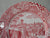 Red Transferware 8" Salad Plate Strolling Couple Gazebo Geometric Border Landscape