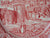 Red Transferware 8" Salad Plate Strolling Couple Gazebo Geometric Border Landscape