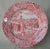 Red Transferware 8" Salad Plate Strolling Couple Gazebo Geometric Border Landscape