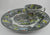 Scenic Black / Gray English Transferware Horse Farm Peony Flowers Dinner Plate & Cup Set