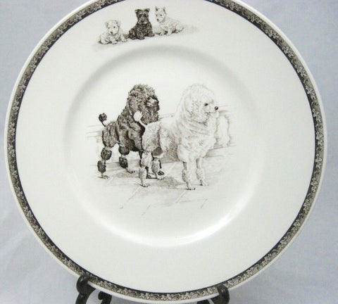 Vintage Brown English Transferware Plate Gorgeous Wedgwood Poodle Terrier & Working Dog Plate March winds