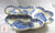 Mason's Vista Blue Transferware 3 Section Hors D'oevres Handled Trefoil Relish Dish Tray Oak Leaves