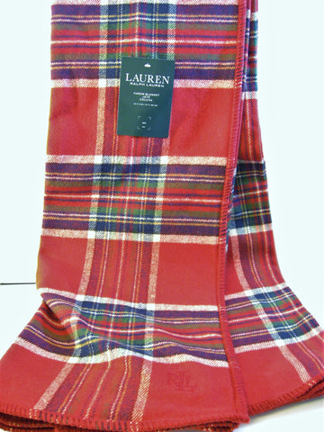 Ralph Lauren Tartan Plaid Blanket Throw Tablecloth Red / Green / Blue/ White New