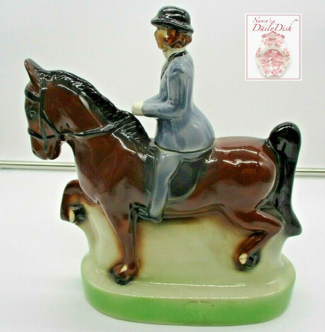 Vintage Female Equestrian Horse Rider Decanter Figurine Bar Decor