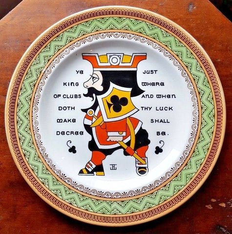 Wedgwood Antique Aesthetic Transferware Plate YE KING OF CLUBS Playing Card