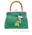 Bamboo Handle Embroidered Green Velvet Brown Bird Red Berries Clasp Purse Hand Bag