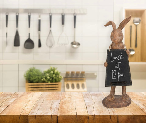20” Standing Bunny Rabbit Holding Real Chalkboard Sign