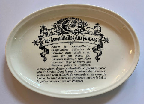 Les Andouillettes Aux Pommes French Advertising Black Transferware Platter Gien w/ Pig Boar (Copy)