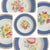 1940 Hand Painted Hydrangea Botanical English Transferware Plate Mottled Blue Border