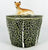 Tall Large Vintage Majolica Butter Tub Cabbage Leaf Shape with Resting Cow Lid Top