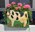Vintage Tole Toleware Country French Hand Painted Cow Planter