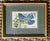 Vintage English Woven Silk Blue Jay on Flower Branch Matted in Gold Frame