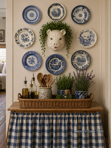 Vintage Pig Head Wall Pocket Hanging Planter / Utensil Holder