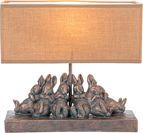Brand New Sleeping Bunnies Rabbits Lamp w/ Rectangular Linen Shade