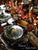 Antique Polychrome Black Transferware Turkey Plate English Staffordshire Thanksgiving Decor Midwinter