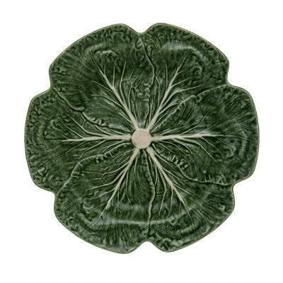Green Majolica Pinheiro Bordallo Cabbage Leaf 9.5” Luncheon Plate