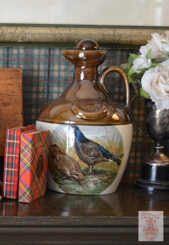 Vintage Pheasant Blue Grouse Quail Scottish Decanter / Vase JUG DECANTER / FLAGON