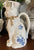 Blue & White Floral English Staffordshire Toby Cat Figural Jug Pitcher / Vase