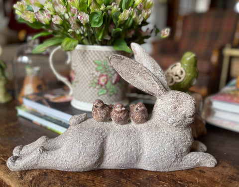 🐦 Birds Perched on a Bunny 🐇  Rabbit Figurine
