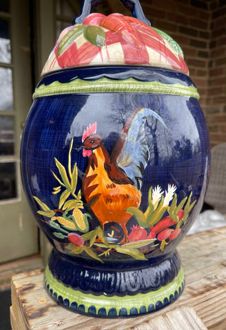 Lg 12” Stonehouse Farms Vintage Rooster Canister Cookie Jar Tracy Porter Stonehouse Farm French Country