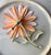 Vintage Large Coral / Salmon Pink Enamel Metal Flower Pin Brooch