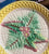 Antique 19C Majolica Plate Fern Fronds Begonia Yellow Basketweave