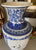 Pair of Tall Blue & White Garniture Open Filigree Work Chinoiserie Vases