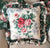 Custom Designer Pillow Reversible Ruffled Green Pink Chintz English Country Flowers Green & Pink Roses