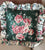Custom Designer Pillow Reversible Ruffled Green Pink Chintz English Country Flowers Green & Pink Roses