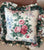 Custom Designer Pillow Reversible Ruffled Green Pink Chintz English Country Flowers Green & Pink Roses