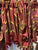 Red Maroon Gold Swagged Plaid Faux Silk Empire Valance with Tassel Fringe