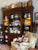 Pair Chocolate Brown English Staffordshire Transferware Lamps