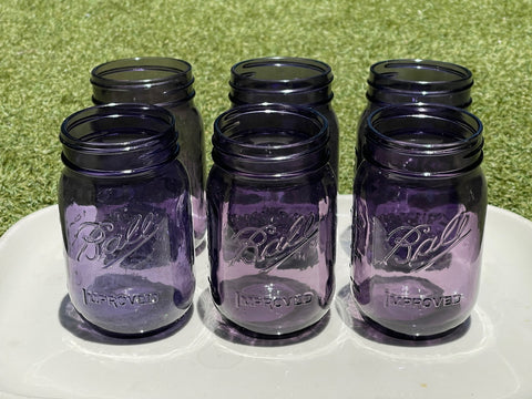 6 Purple Ball Jars Heritage 100 year Anniversary Edition Vintage Mason Pint Glasses