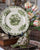 Vintage English Green Transferware Rim Bowl / Plate Basket of Fruits & Foliage