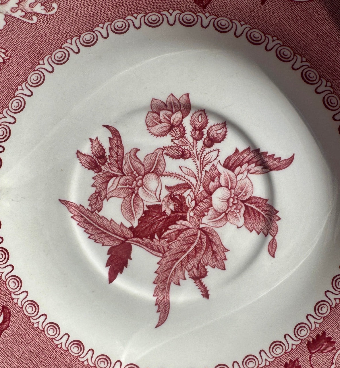 Red Spode Ware RARE Vintage Spode Copeland Tower Red Transferware Plate Game Bird Wil