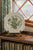 Square Embossed Vintage Green Transferware Charlotte Plate Basket of Flowers