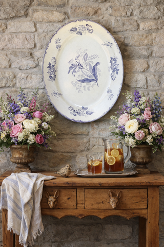 Huge 21” Aesthetic Movement B W & Co Antique English Victorian Transferware Lavender Platter Old Lily