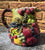 Vintage Majolica Hand Painted Figural Country Orchard Fruit Pitcher / Vase