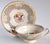 Butter Yellow Two Color Handled Cream Soup Bowl & Plate Royal Doulton Pink Purple Tulips Roses Flowers
