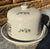 Vintage Black Transferware Covered Cheese or Butter Dish “Best Butter” 🐄 Cow Dairy Slab