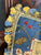 Blue Pillow Needlepoint Cover French Country Hen on Basket  Floral
