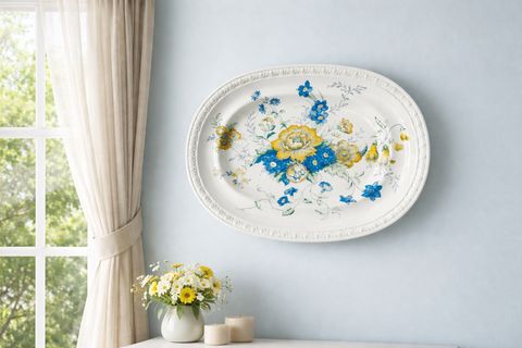 Vintage Spode Copeland  Blue Yellow Green Transferware Serving Platter