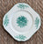 Vintage Teal Green & White Roses Trailing Vines Square Transferware 8" Plate