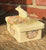 Figural Cow Lid Butter Box / Tea Caddy Red Transferware Ship Scene