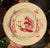 Vintage Pair of French Faience Butter & Cream Making Red Transferware Plates