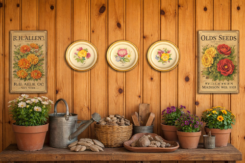 Set 3 Different Mix n Match Antique Hand Painted Flower Transferware Plates English Cottage