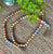 6’ Wood and Blue & White Porcelain Beaded Garland with Jute Tassels
