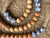 6’ Wood and Blue & White Porcelain Beaded Garland with Jute Tassels