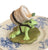Vintage Majolica Frog on Lily Pad w/ Wicker Matches / Toothpick Holder