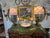 HUGE Antique Copeland Pink / Red Transferware Samovar & Pedestal Centerpiece Serving Platter